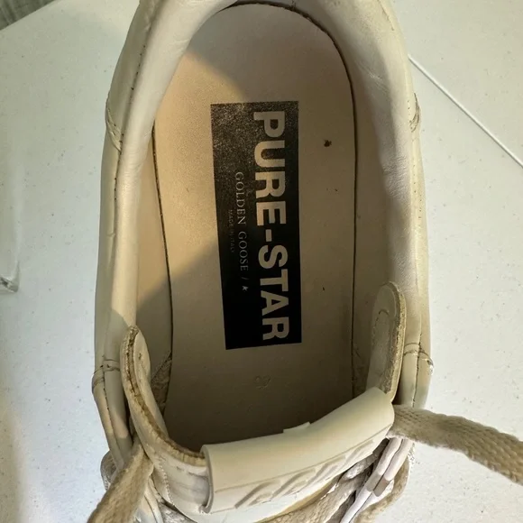 Golden Goose Purestar (GGDB/PURE) White Leather Sneakers, Size 9.5 - Picture 13 of 15